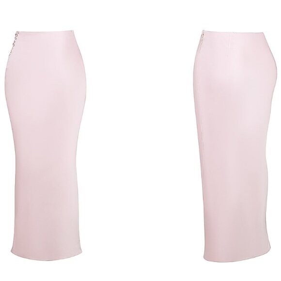 House of CB 'Guiliana' Ballerina Pink Satin Maxi Skirt NWOT - Picture 3 of 6